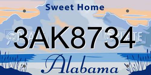 3AK8734 Alabama License Plate