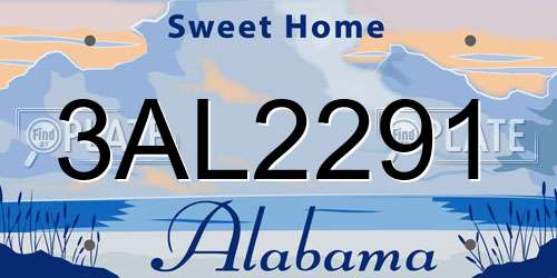 3AL2291 Alabama License Plate