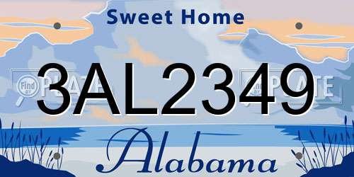3AL2349 Alabama License Plate