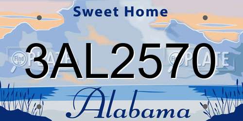 3AL2570 Alabama License Plate