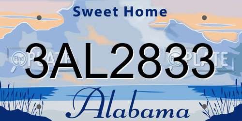 3AL2833 Alabama License Plate