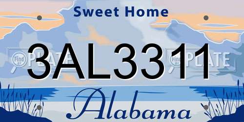 3AL3311 Alabama License Plate
