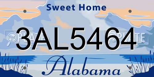3AL5464 Alabama License Plate