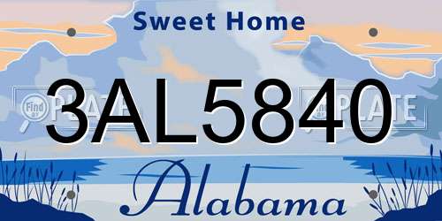 3AL5840 Alabama License Plate