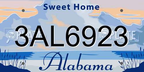 3AL6923 Alabama License Plate