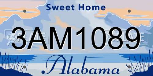 3AM1089 Alabama License Plate