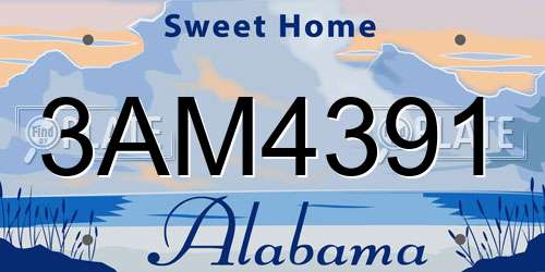 3AM4391 Alabama License Plate