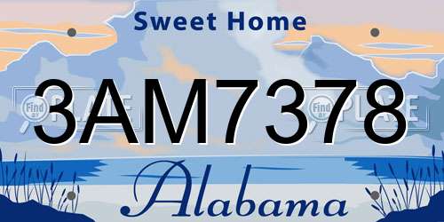 3AM7378 Alabama License Plate