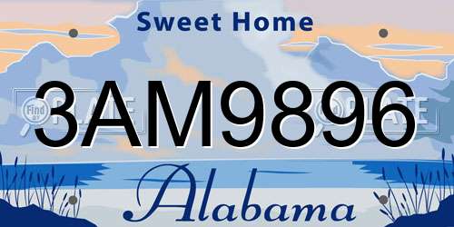 3AM9896 Alabama License Plate