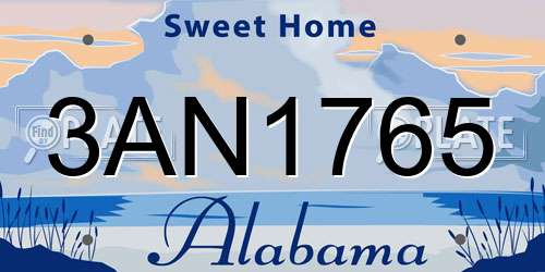 3AN1765 Alabama License Plate