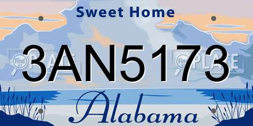 3AN5173 Alabama License Plate