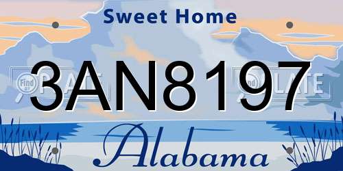 3AN8197 Alabama License Plate