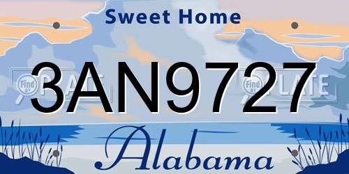3AN9727 Alabama License Plate