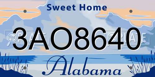 3AO8640 Alabama License Plate