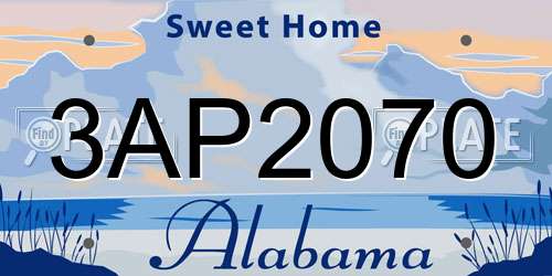 3AP2070 Alabama License Plate