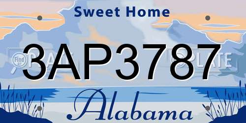 3AP3787 Alabama License Plate