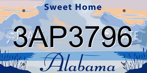 3AP3796 Alabama License Plate