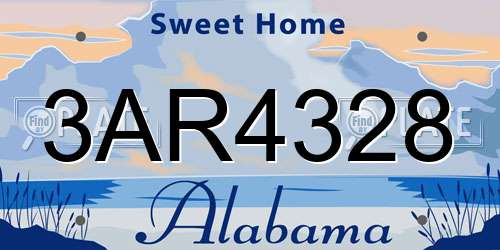 3AR4328 Alabama License Plate