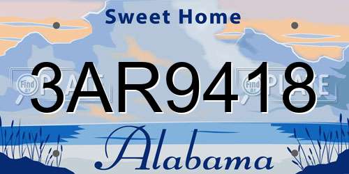3AR9418 Alabama License Plate