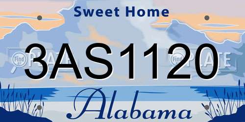 3AS1120 Alabama License Plate