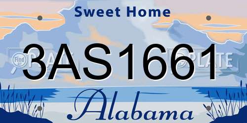 3AS1661 Alabama License Plate