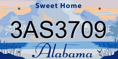 3AS3709 Alabama License Plate
