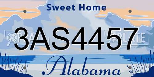 3AS4457 Alabama License Plate