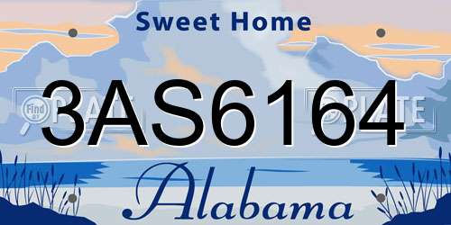 3AS6164 Alabama License Plate