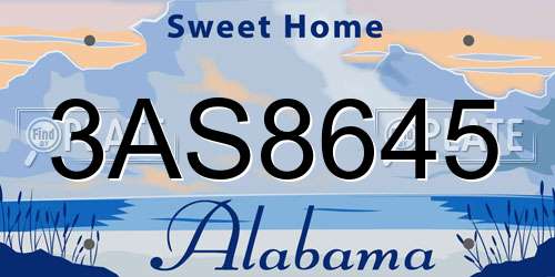 3AS8645 Alabama License Plate