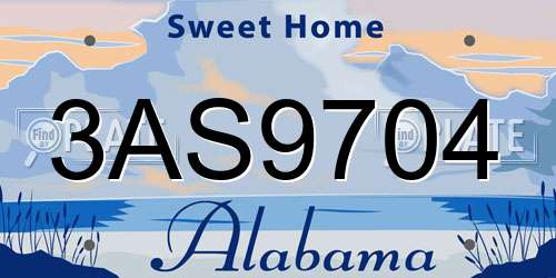 3AS9704 Alabama License Plate