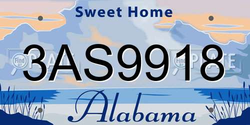 3AS9918 Alabama License Plate