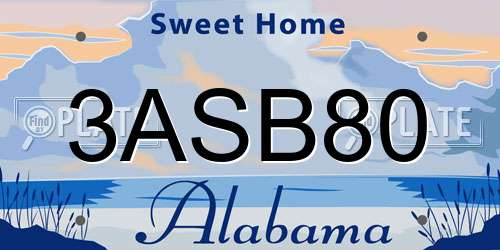 3ASB80 Alabama License Plate