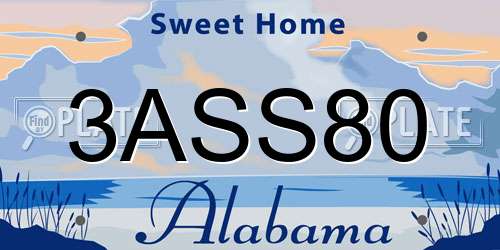 3ASS80 Alabama License Plate
