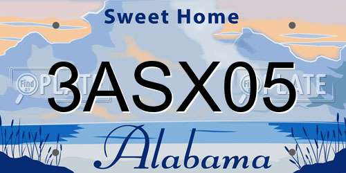 3ASX05 Alabama License Plate
