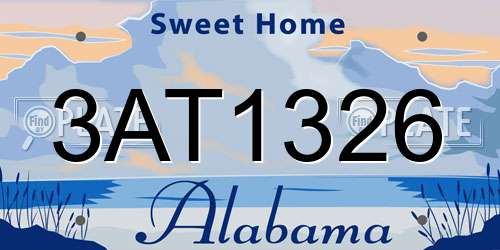 3AT1326 Alabama License Plate