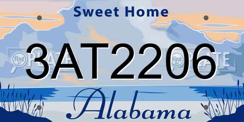 3AT2206 Alabama License Plate