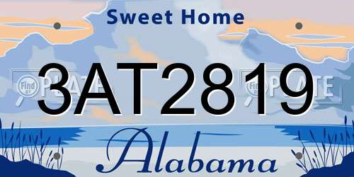3AT2819 Alabama License Plate