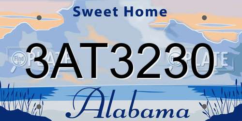 3AT3230 Alabama License Plate