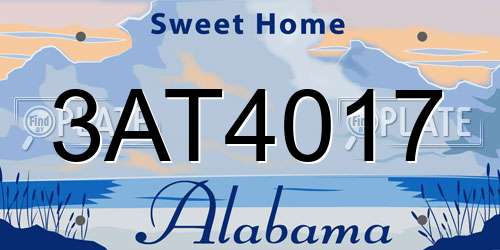 3AT4017 Alabama License Plate