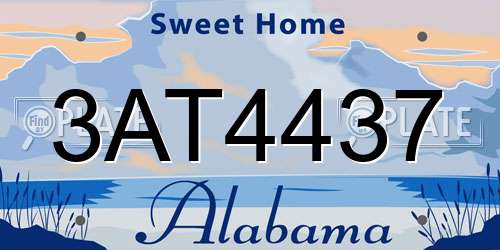 3AT4437 Alabama License Plate