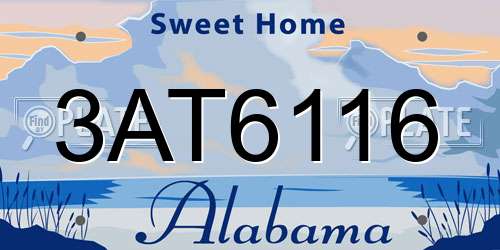 3AT6116 Alabama License Plate
