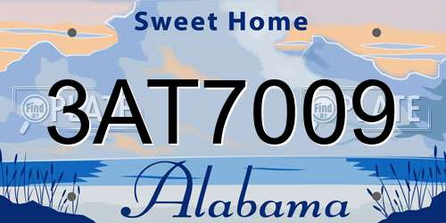 3AT7009 Alabama License Plate