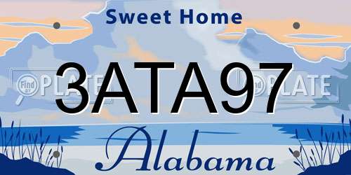 3ATA97 Alabama License Plate