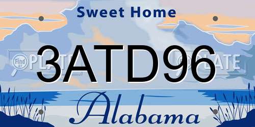 3ATD96 Alabama License Plate