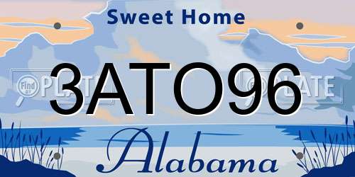 3ATO96 Alabama License Plate