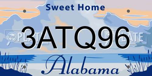 3ATQ96 Alabama License Plate