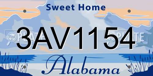 3AV1154 Alabama License Plate