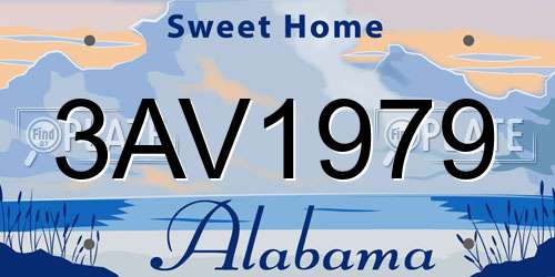 3AV1979 Alabama License Plate