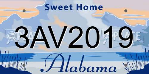 3AV2019 Alabama License Plate