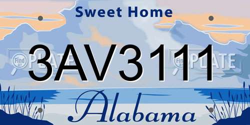 3AV3111 Alabama License Plate
